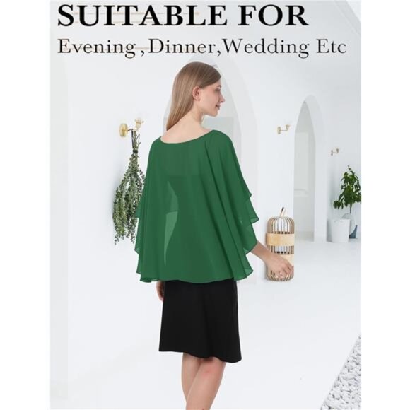 Women's Capelet Shawls and Wraps Dark Green - Picture 4 of 5